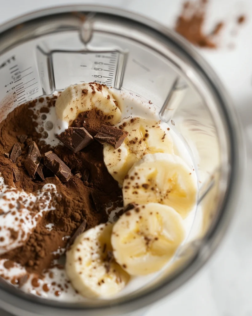Chocolate Almond Butter Smoothie Bowl Process