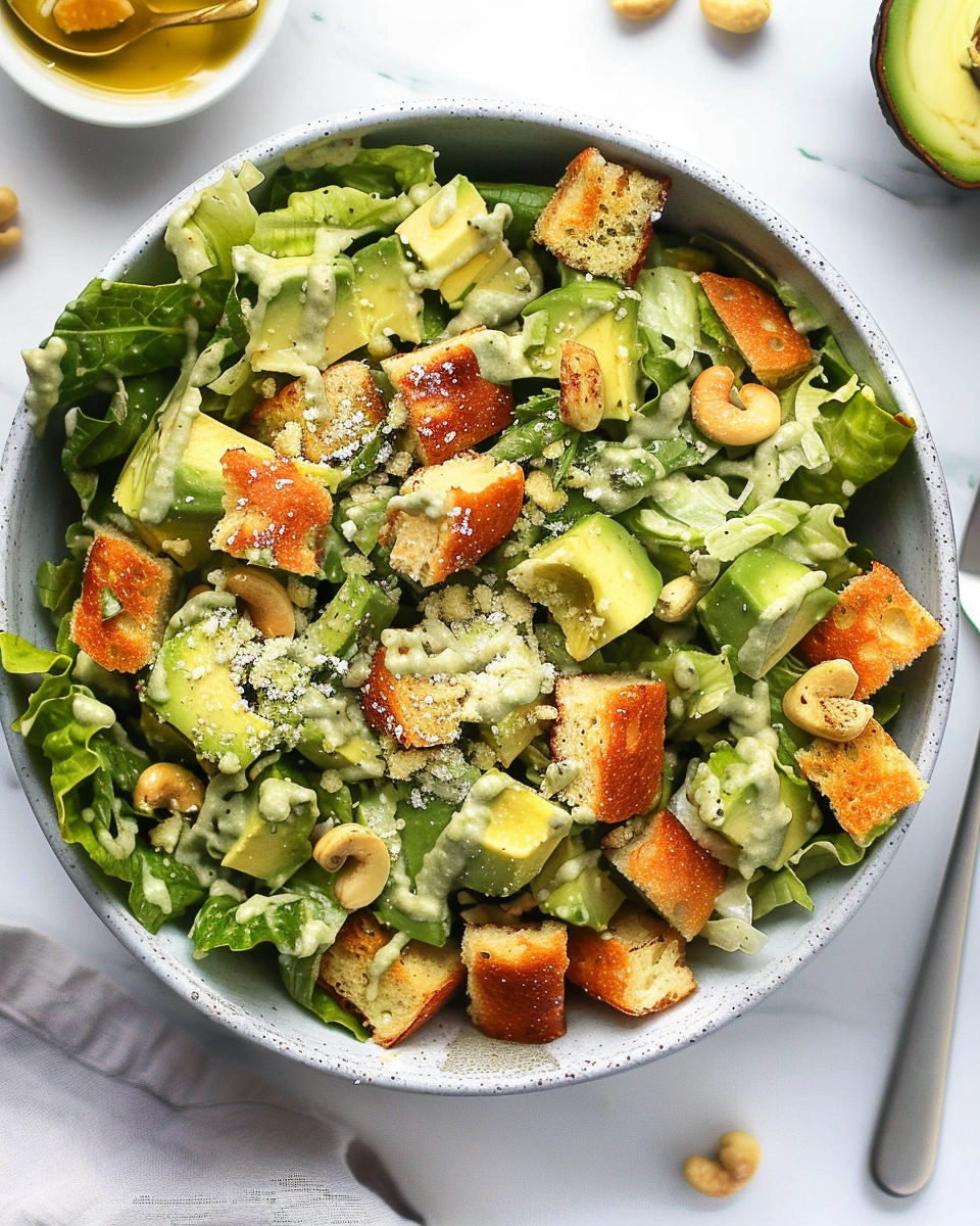 Avocado Cashew Caesar Salad