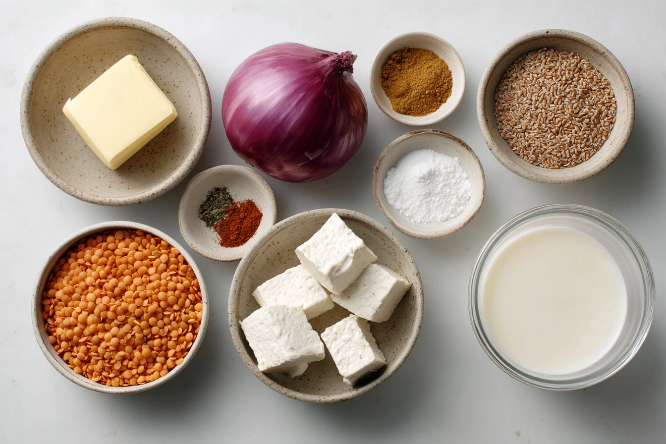 Spicy Vegan Tofu Lentil Curry with Coconut Milk Ingredients