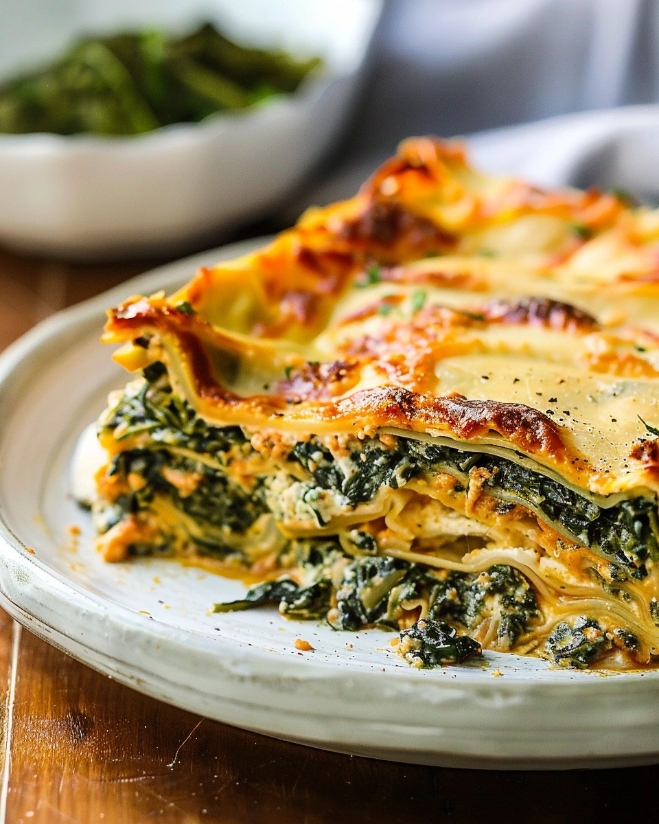 Vegan spinach lasagne