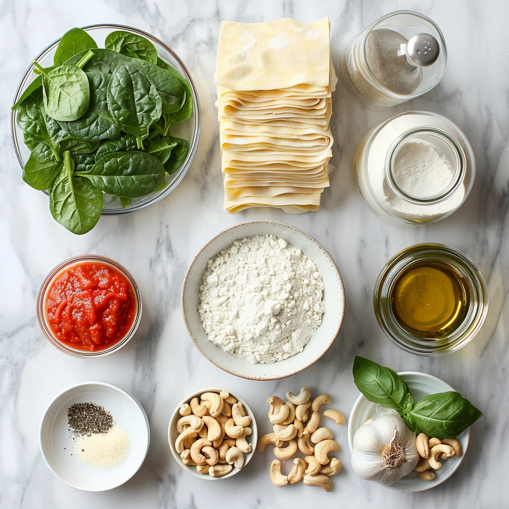 Vegan spinach lasagne Ingredients