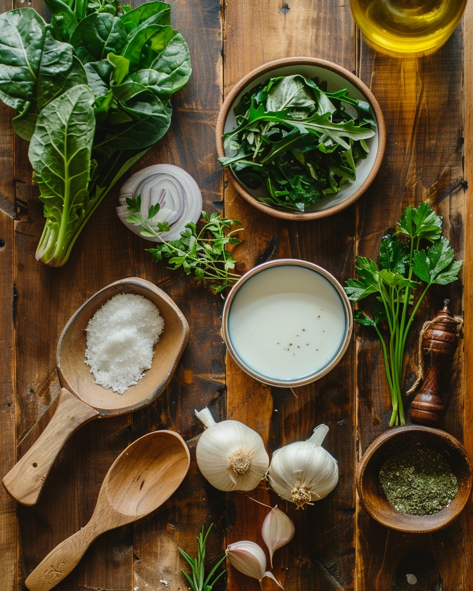 One-Pot Creamy Vegan Greens Ingredients