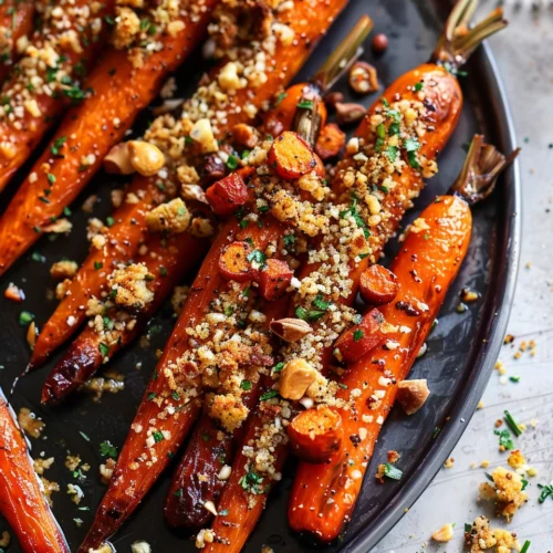 Roasted carrots with dukkah brittle