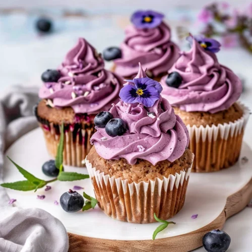 Vegan Earl Grey Cupcakes & Blueberry Frosting