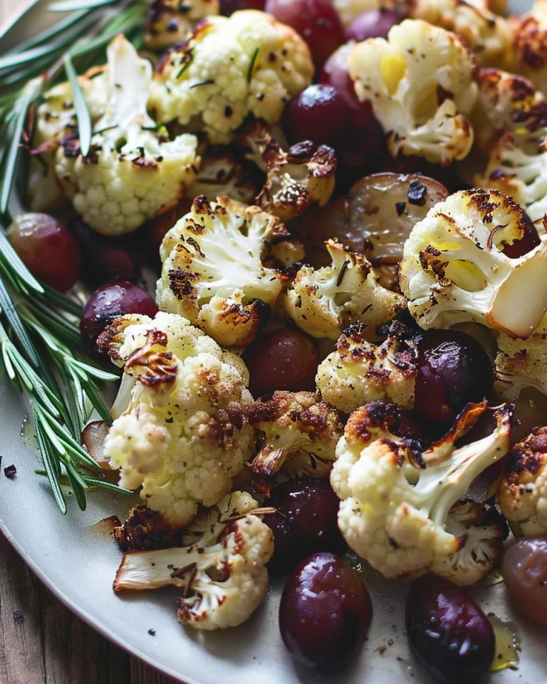 Rosemary Roasted Cauliflower and Grapes