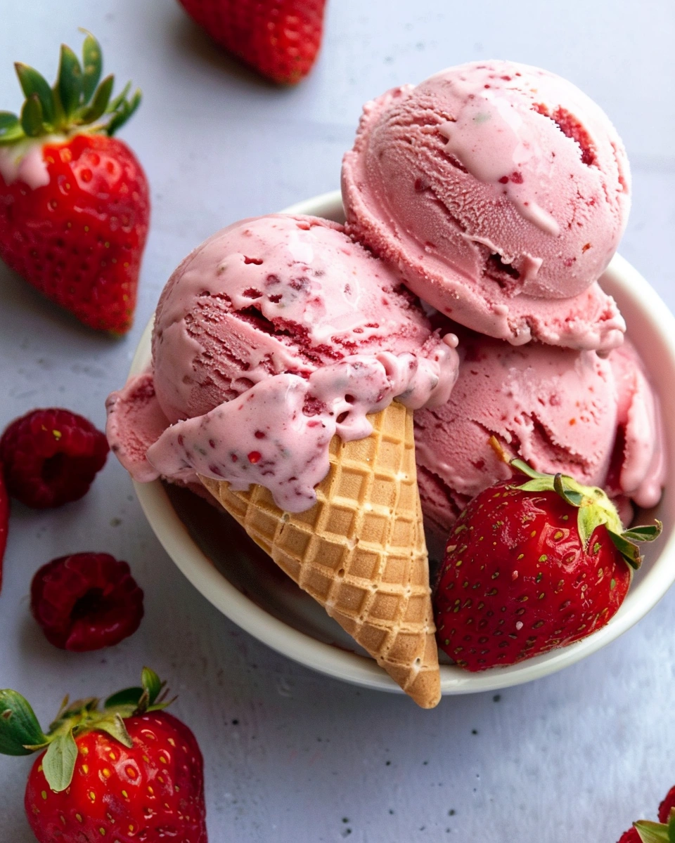 Easy Vegan Strawberry Ice Cream