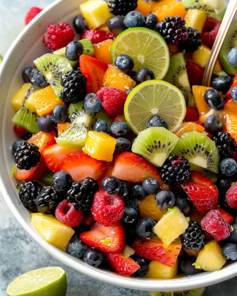Rainbow Fruit Salad with Maple Lime Dressing