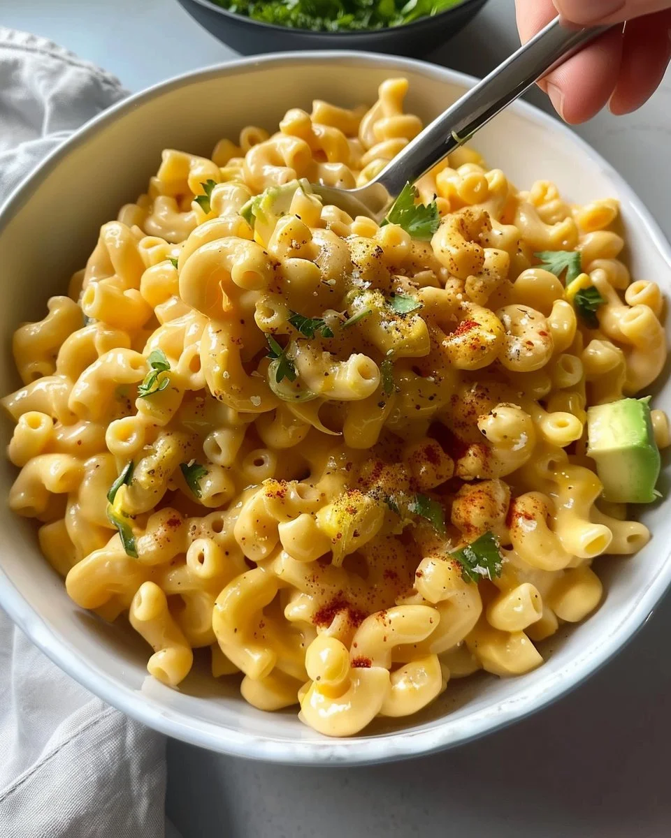 Creamy vegan mac and cheese served in a bowl without cashews