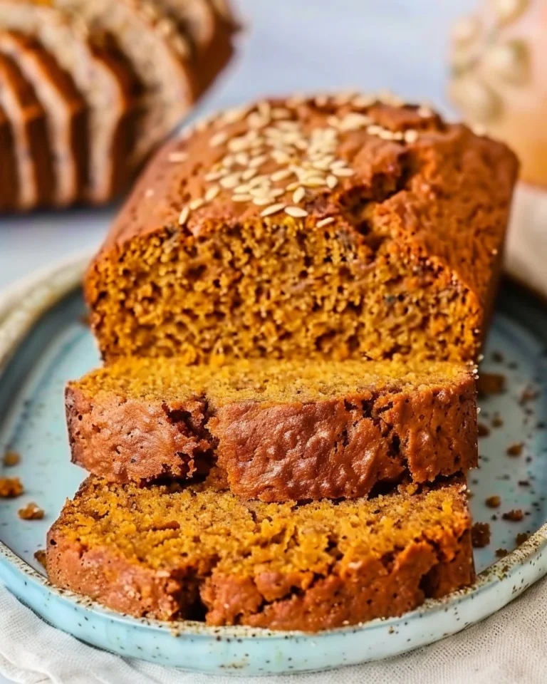 Moist and flavorful Vegan Pumpkin Bread with spices and pumpkin puree